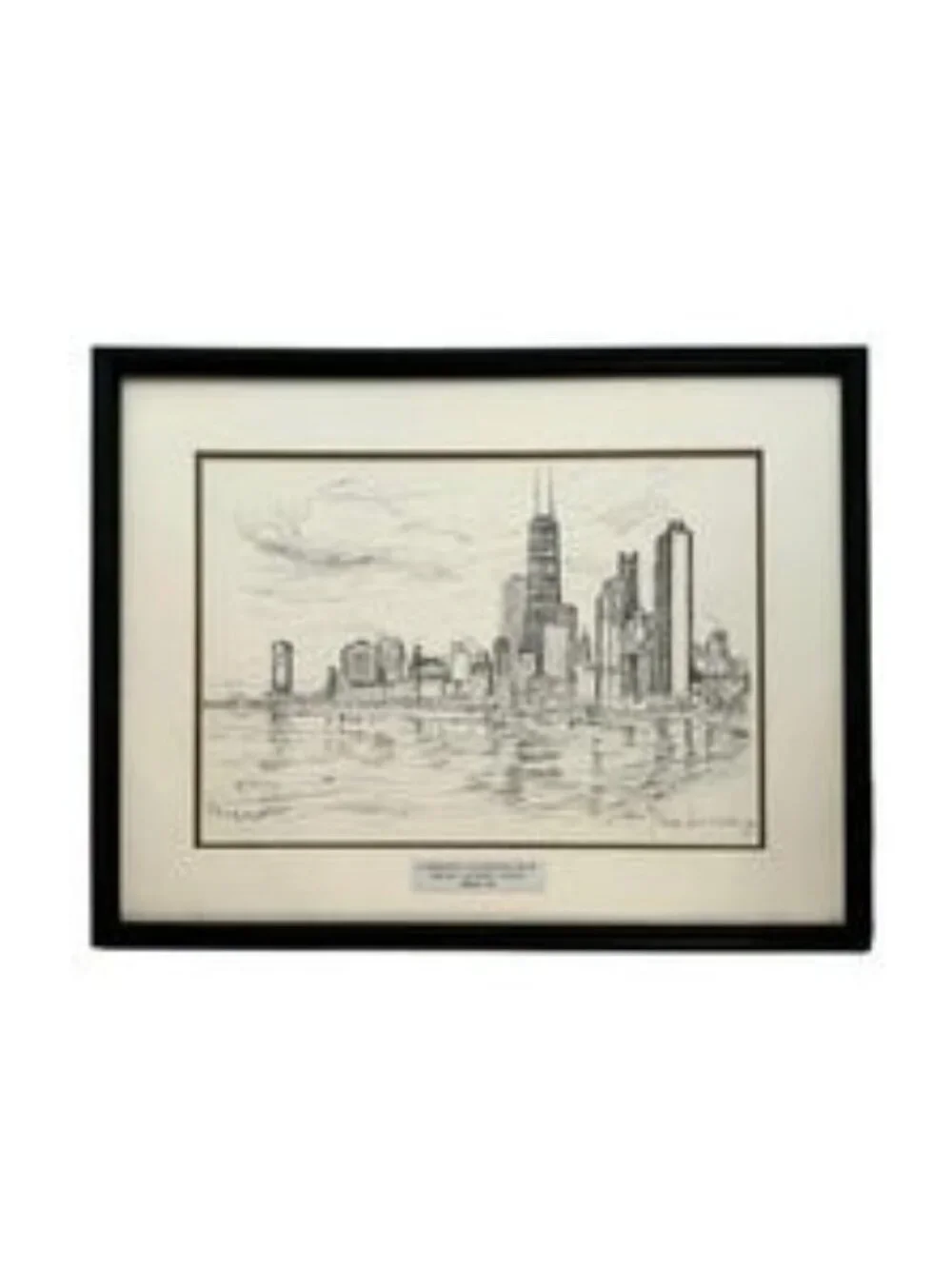 Jack Simmerling Signed Print Framed Architecture Sketch Chicago Skyline